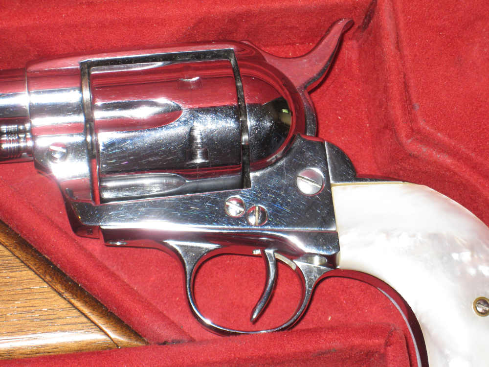 Custom cased Colt Buntline nickel/Mother of pearl grips .45Colt !-img-5