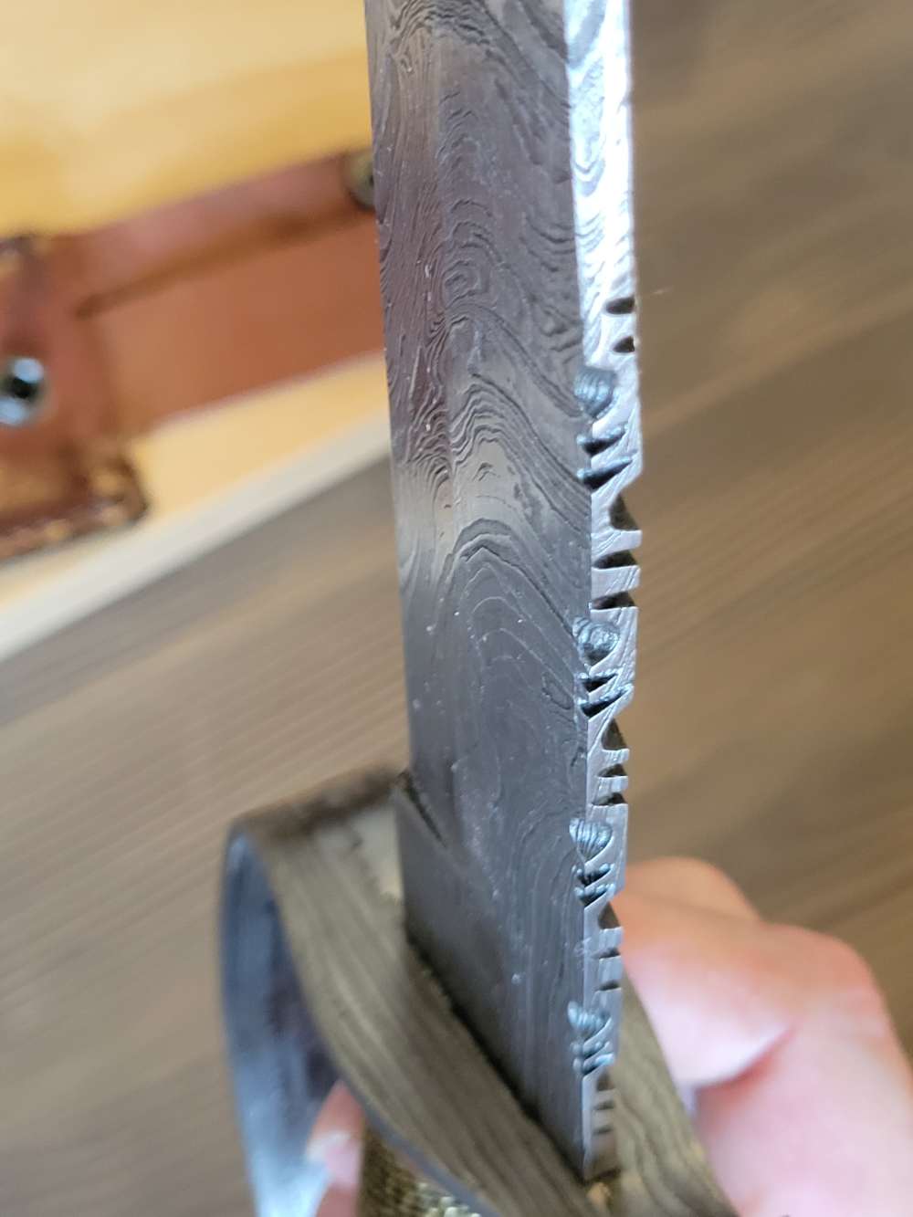 BEAUTIFUL! Custom Made Damascus D-Guard Bowie Knife w/Case & Sheath! -img-14