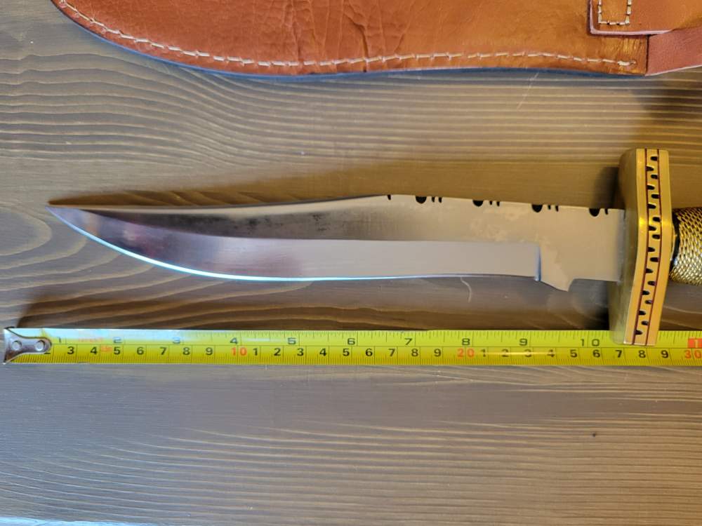 BEAUTIFUL! Custom-Made Brass Handle Bowie Knife w/ Sheath &case! -img-9