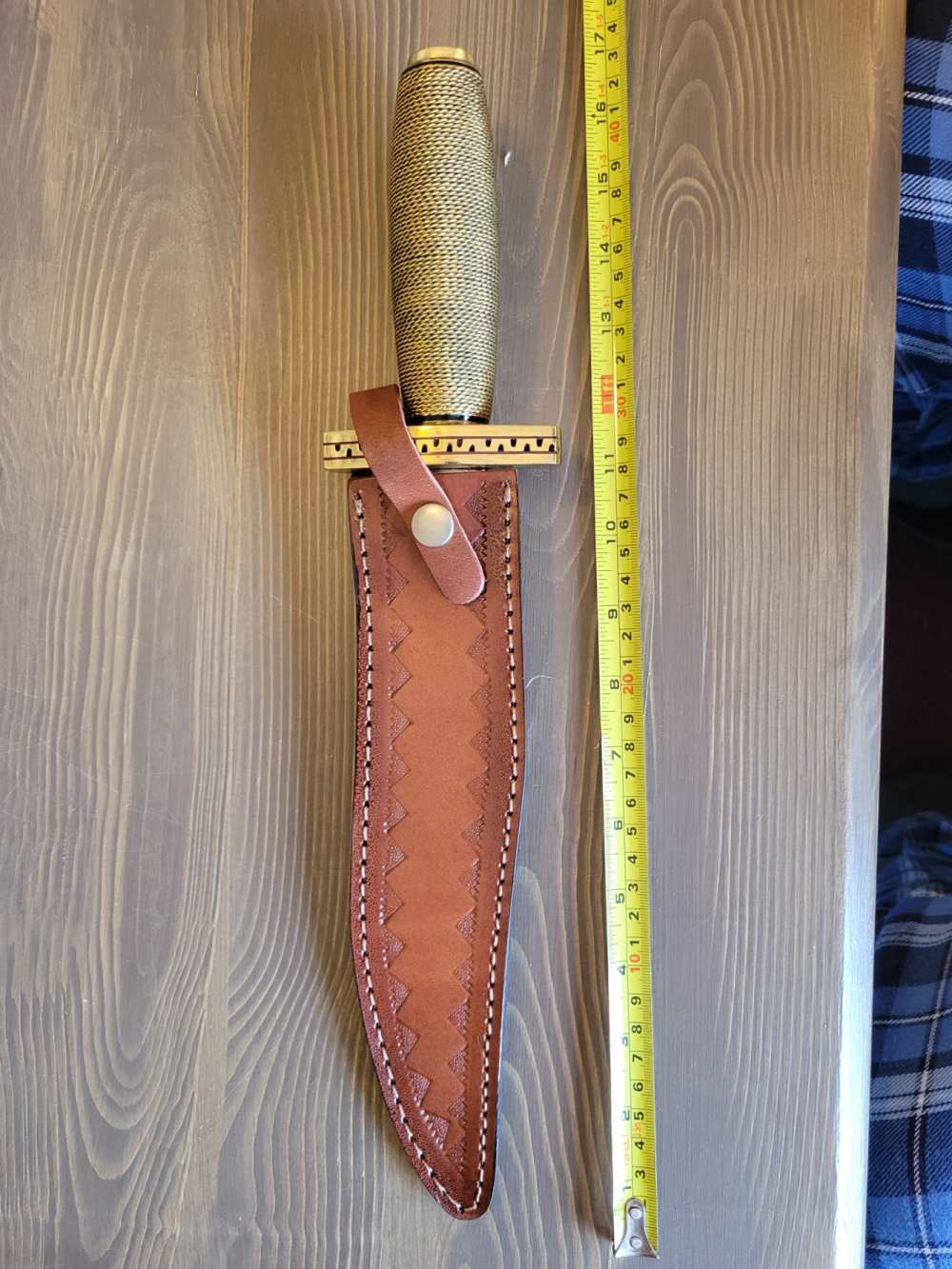 BEAUTIFUL! Custom-Made Brass Handle Bowie Knife w/ Sheath &case! -img-1
