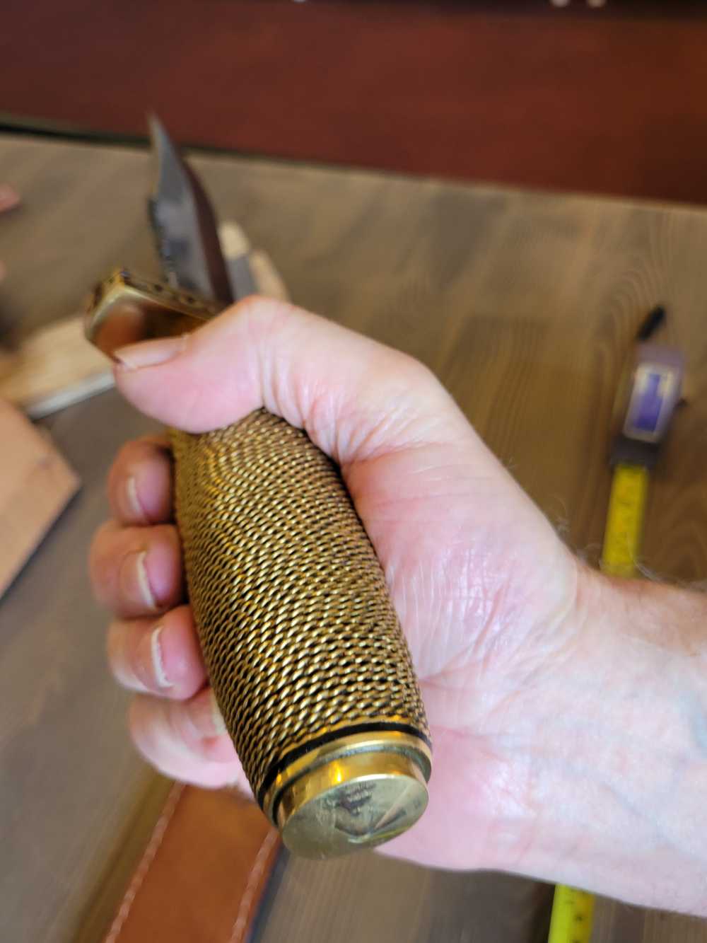 BEAUTIFUL! Custom-Made Brass Handle Bowie Knife w/ Sheath &case! -img-10