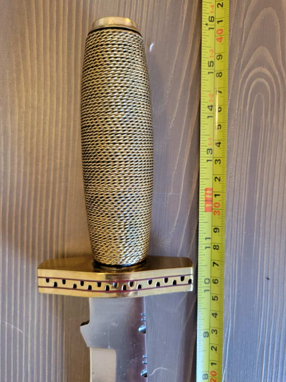 BEAUTIFUL! Custom-Made Brass Handle Bowie Knife w/ Sheath &case! -img-3