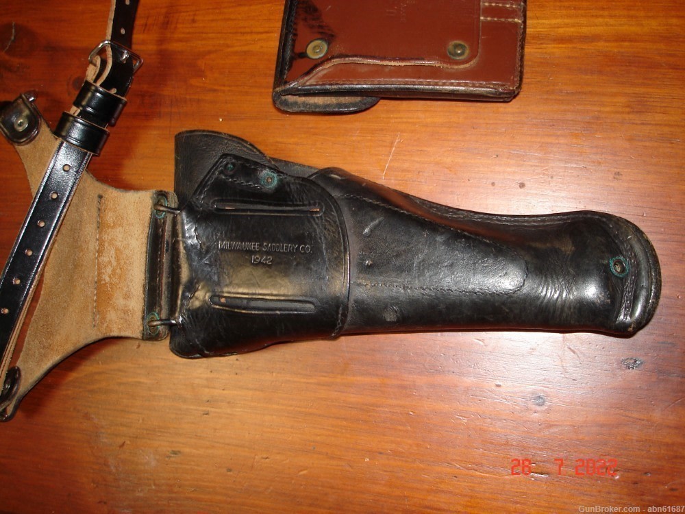WWII Military Police 1911 holster cross strap mag pouch Milwaukee 1942,Boyt-img-3