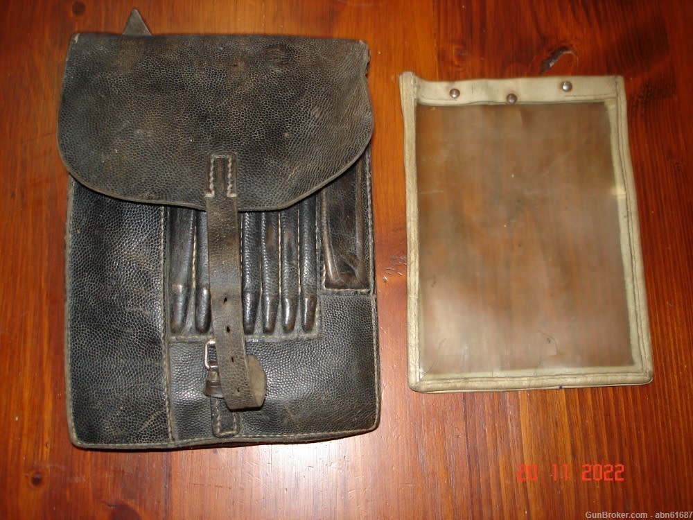 WWII German Officer M35 field map cs. pebble grain leather w/rare map cover-img-0