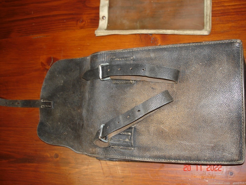 WWII German Officer M35 field map cs. pebble grain leather w/rare map cover-img-5