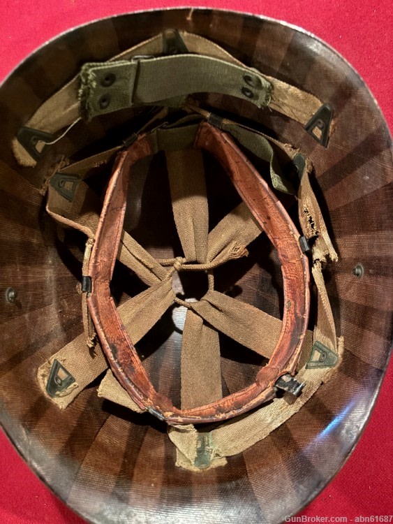 WWII US steel M1 Front seam combat helmet w/Firestone 24 liner complete-img-5