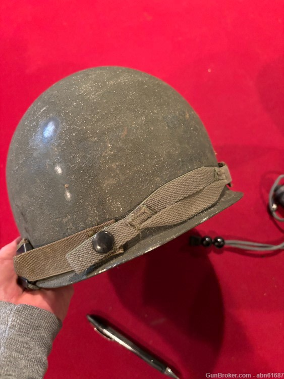 WWII US steel M1 Front seam combat helmet w/Firestone 24 liner complete-img-6
