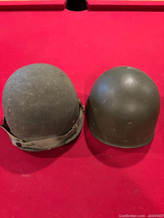 WWII US steel M1 Front seam combat helmet w/Firestone 24 liner complete-img-1