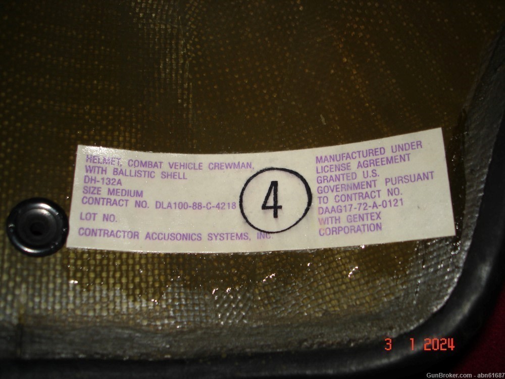1988 dated US Army Combat Vehicle Crewman Tanker DH-132A ballistic helmet-img-6