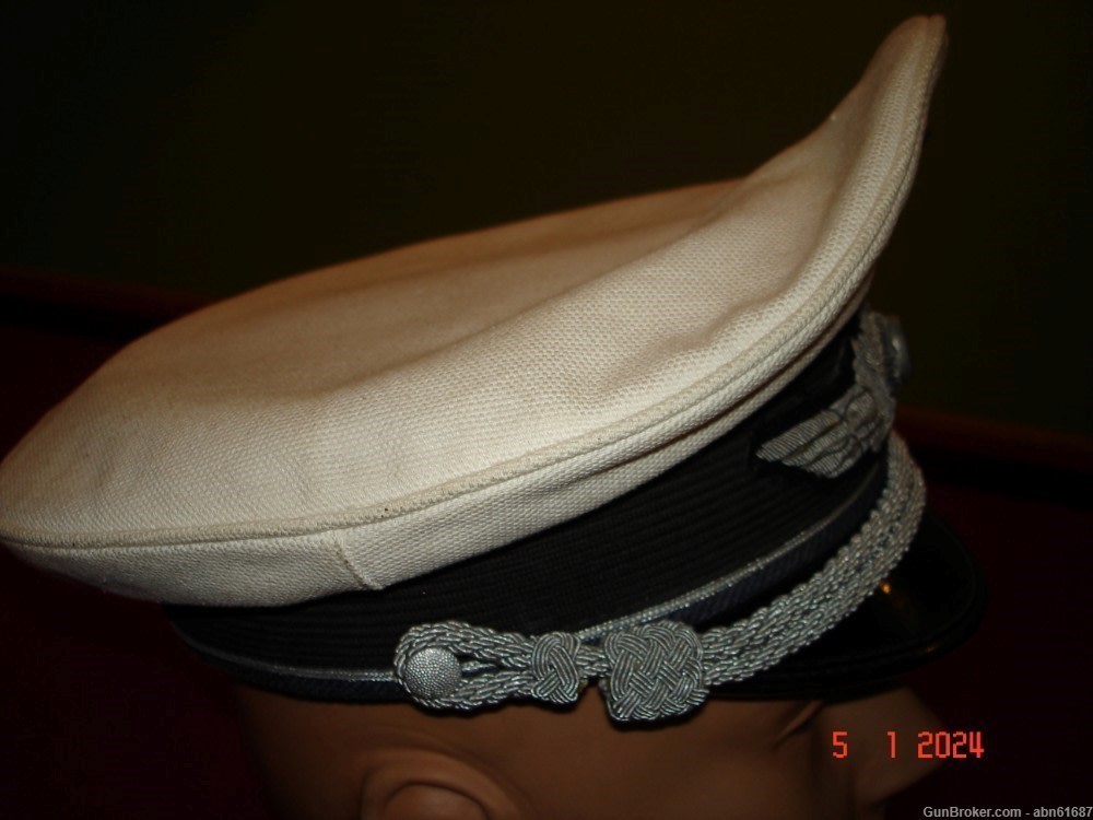 WWII German Luftwaffe Officers white summer visor cap-img-4