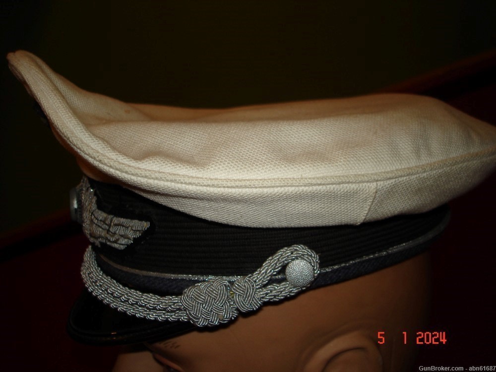 WWII German Luftwaffe Officers white summer visor cap-img-3