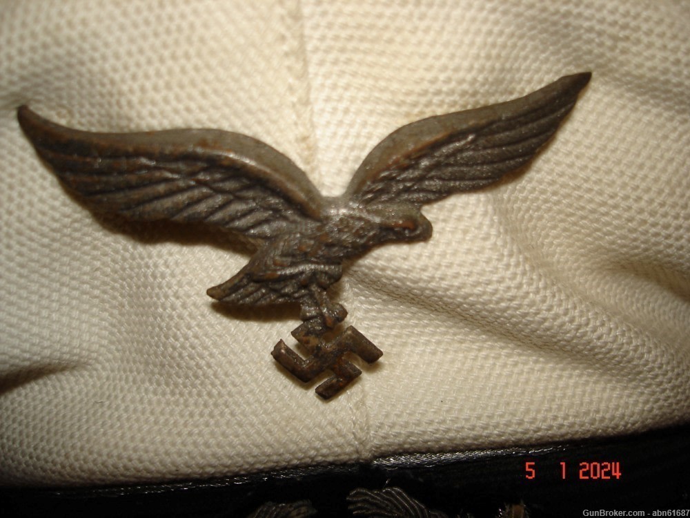 WWII German Luftwaffe Officers white summer visor cap-img-2