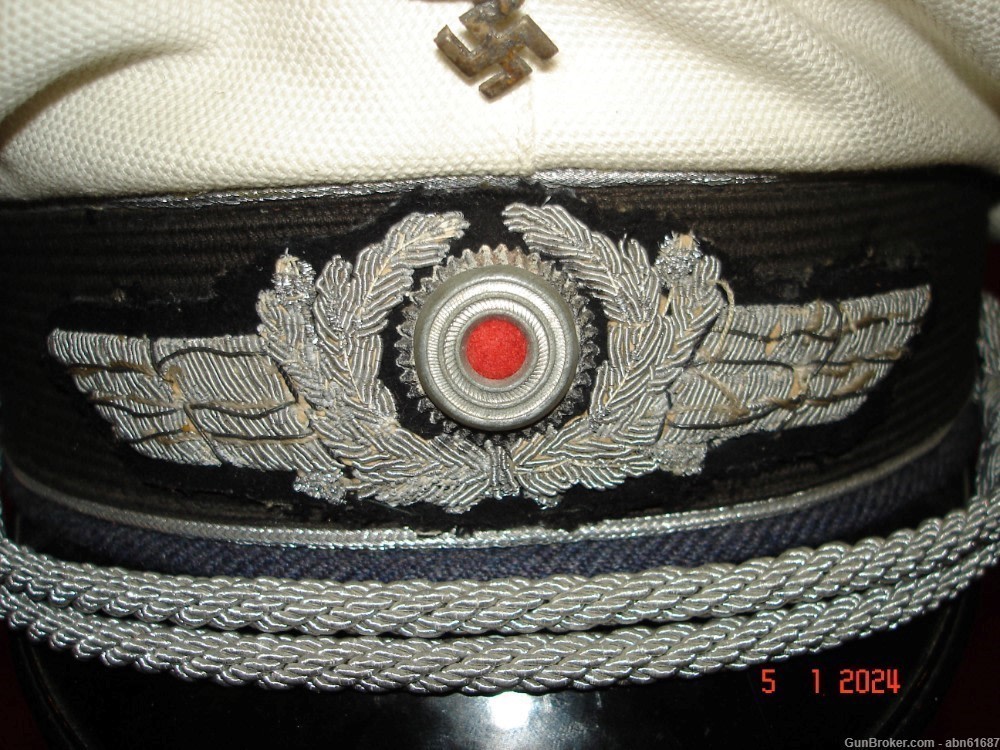 WWII German Luftwaffe Officers white summer visor cap-img-1
