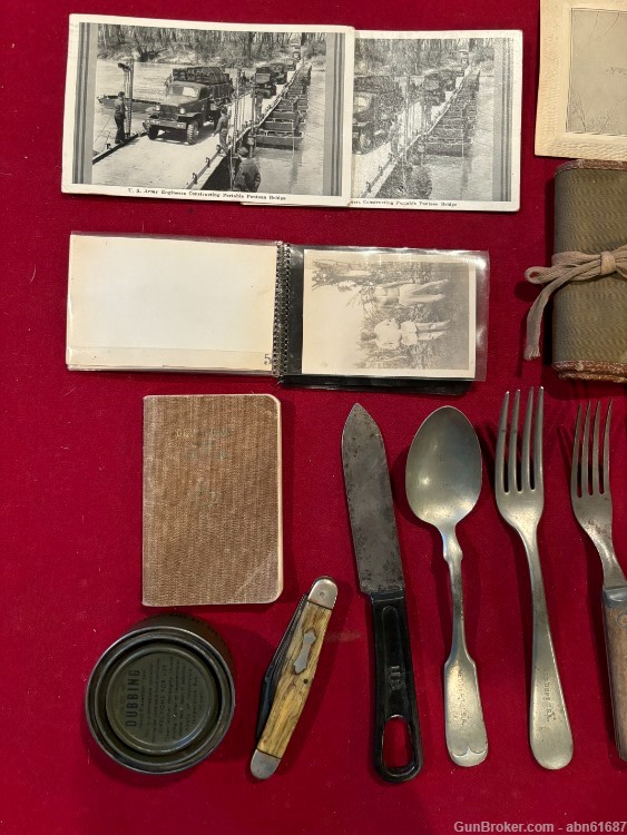 Lot of WWII soldier personal items photos food utensils sewing kit ect.-img-1