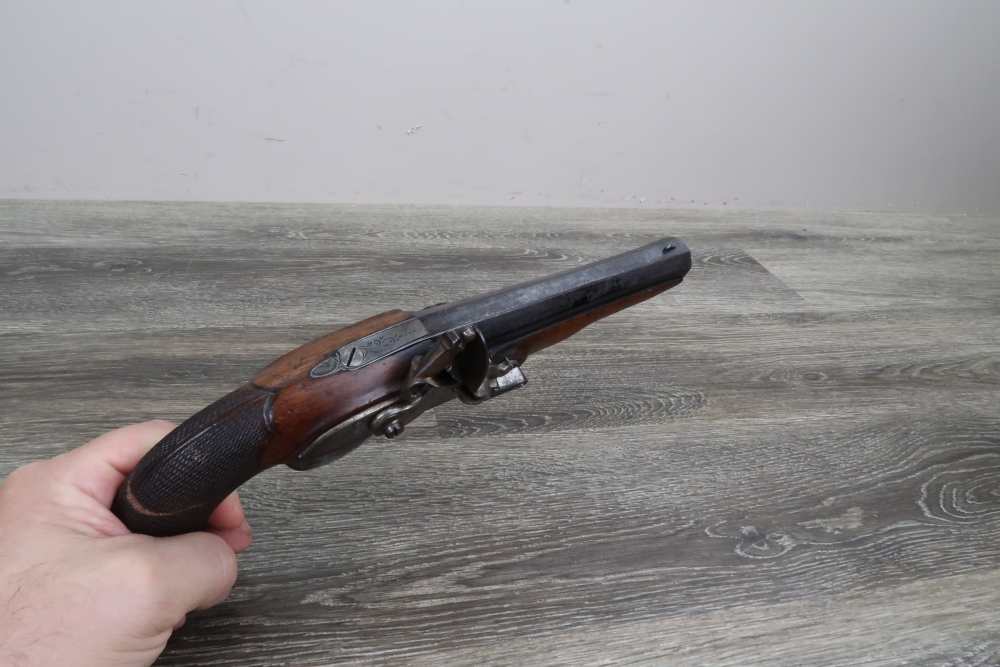 Antique Belgian Flintlock Pistol Approx. .65 Cal 6-3/4" Octagon Hanquet?-img-20
