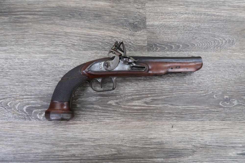 Antique Belgian Flintlock Pistol Approx. .65 Cal 6-3/4" Octagon Hanquet?-img-0