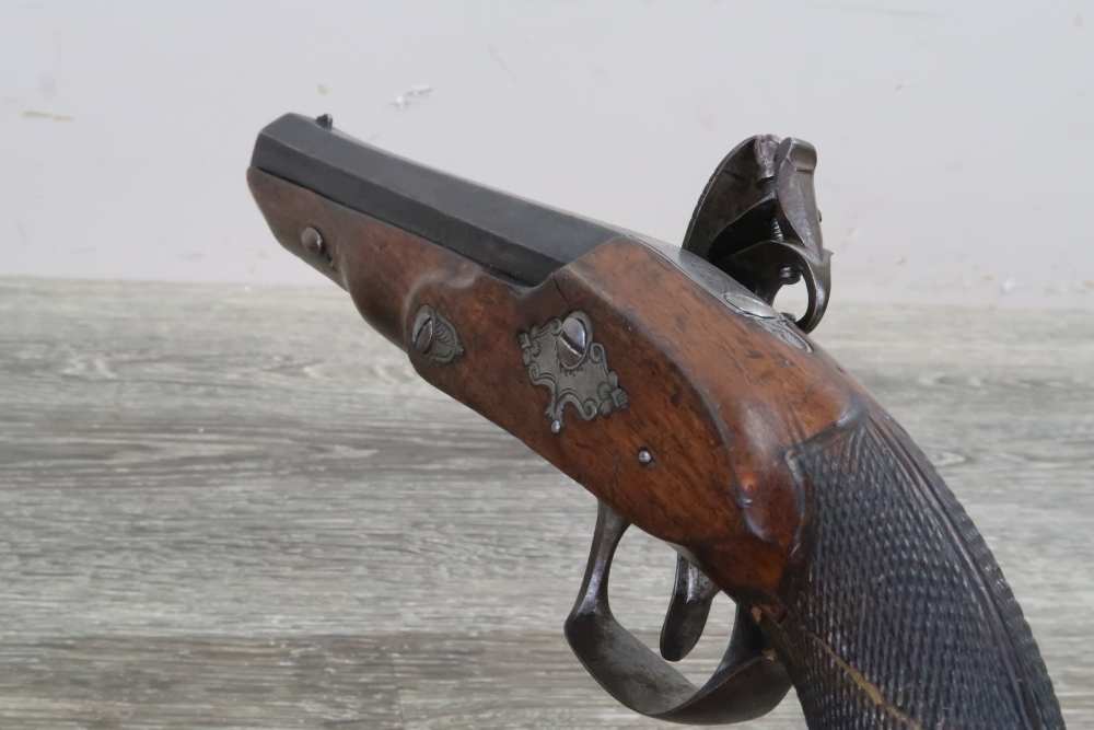 Antique Belgian Flintlock Pistol Approx. .65 Cal 6-3/4" Octagon Hanquet?-img-9