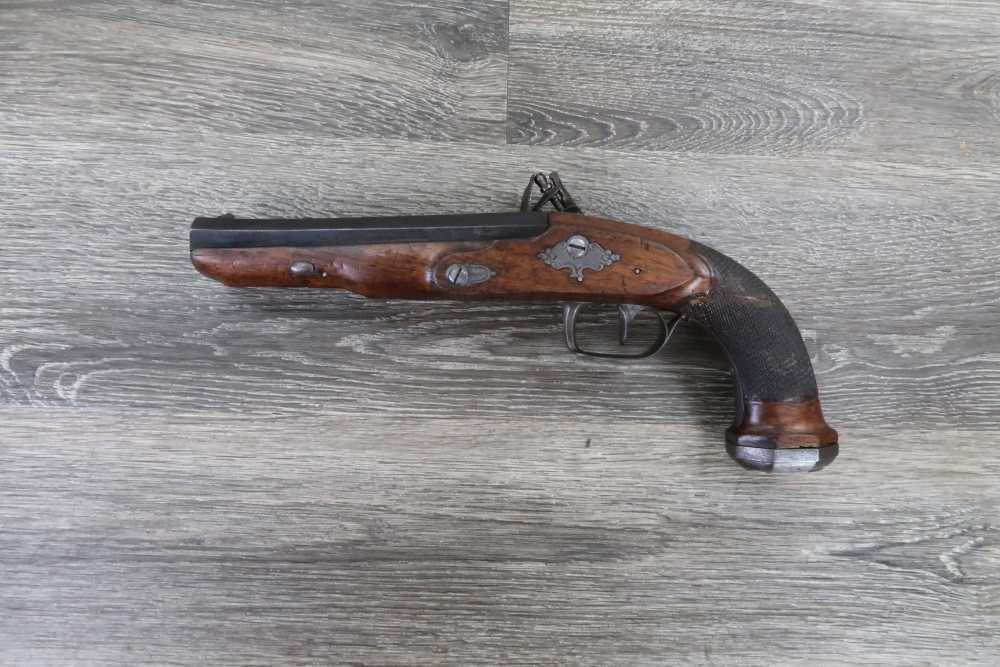 Antique Belgian Flintlock Pistol Approx. .65 Cal 6-3/4" Octagon Hanquet?-img-1