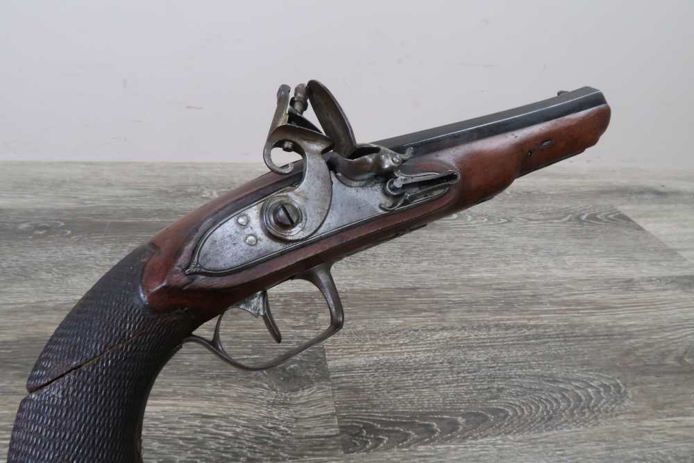 Antique Belgian Flintlock Pistol Approx. .65 Cal 6-3/4" Octagon Hanquet?-img-2