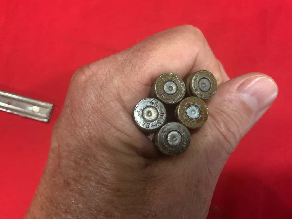 Five WWII Dummy display 7.92 Kurz MP44 rounds on WWII Stripper Clip-img-2