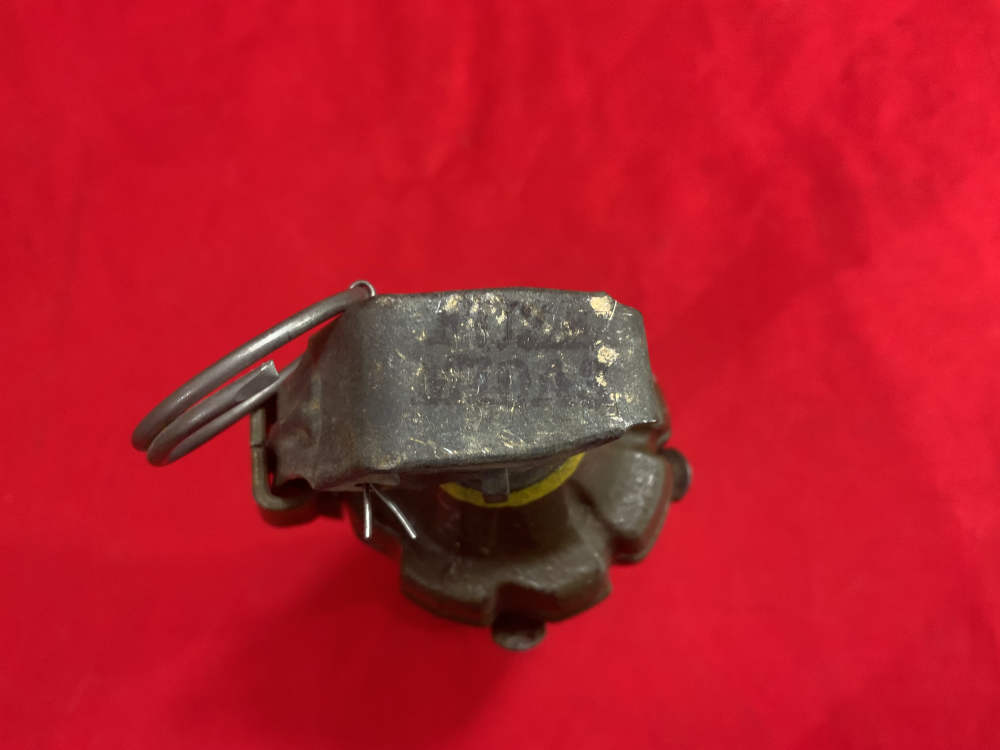 Orig USGI WWII Pineapple Grenade on 1944 dated 4-prong Rifle Grenade Stem-img-3
