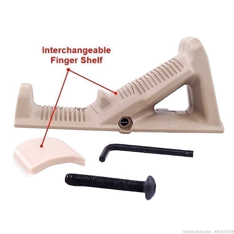 Triangle Angled Fore Grip Hand Stop Polymer Low Profile Tactical AR Tan-S-img-1