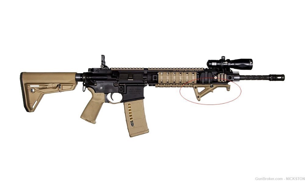 Triangle Angled Fore Grip Hand Stop Polymer Low Profile Tactical AR Tan-S-img-6