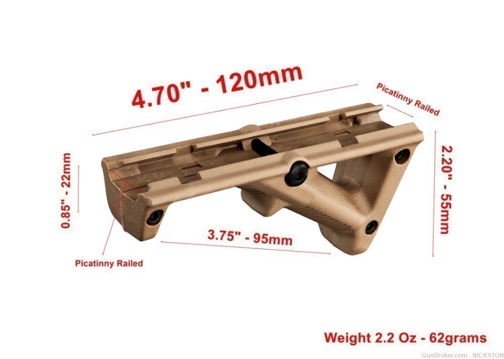 Triangle Angled Fore Grip Hand Stop Polymer Low Profile Tactical AR Tan-S-img-5