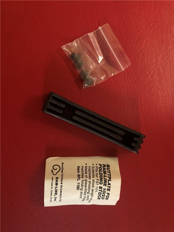 Ram-Line 10/22 Folding Stock Buttplate BPL1160 NOS-img-0