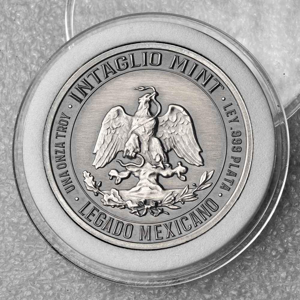1 oz .999 antiqued silver round in capsule - QUETZALCOATL-img-1