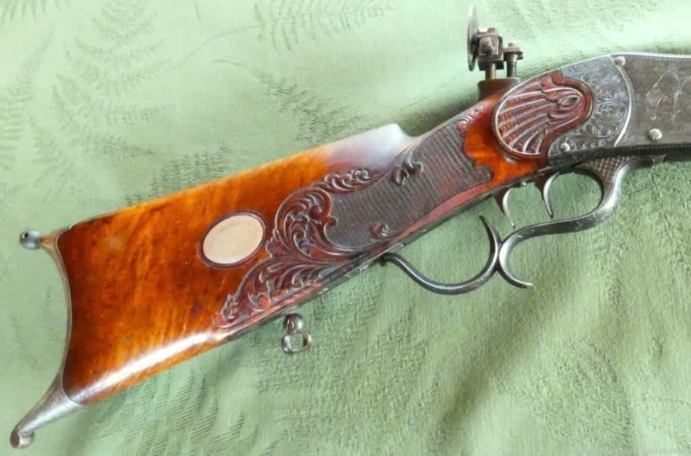 Highly Ornate Panel Scene Engraved Swiss Target Rifle Precision Sights -img-1