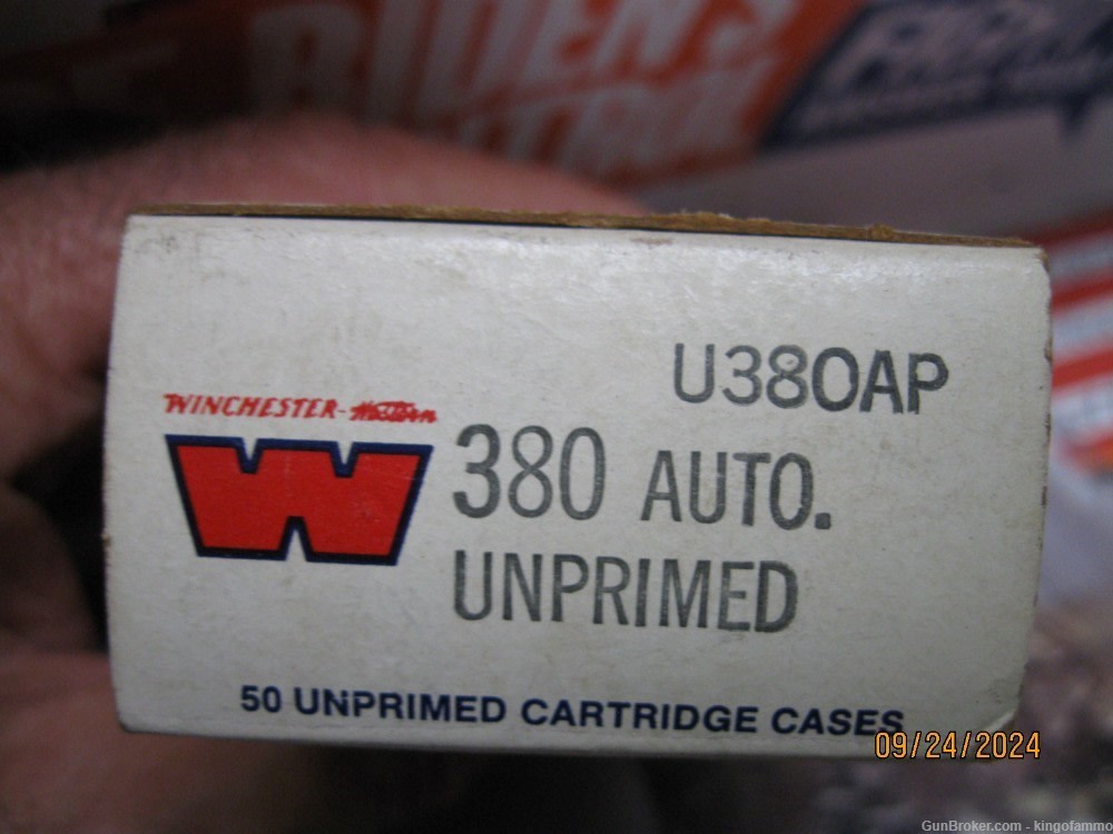 Scarce Original Winchester New Box 380 Automatic 50 pc Brass; have more too-img-2