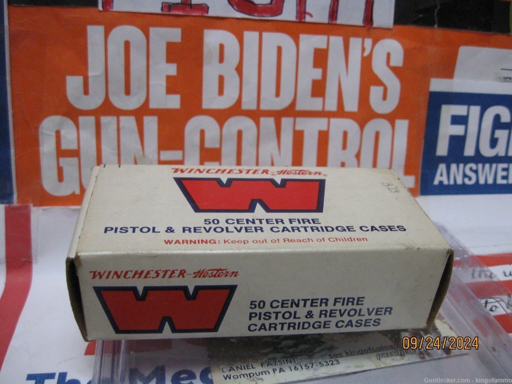 Scarce Original Winchester New Box 380 Automatic 50 pc Brass; have more too-img-0