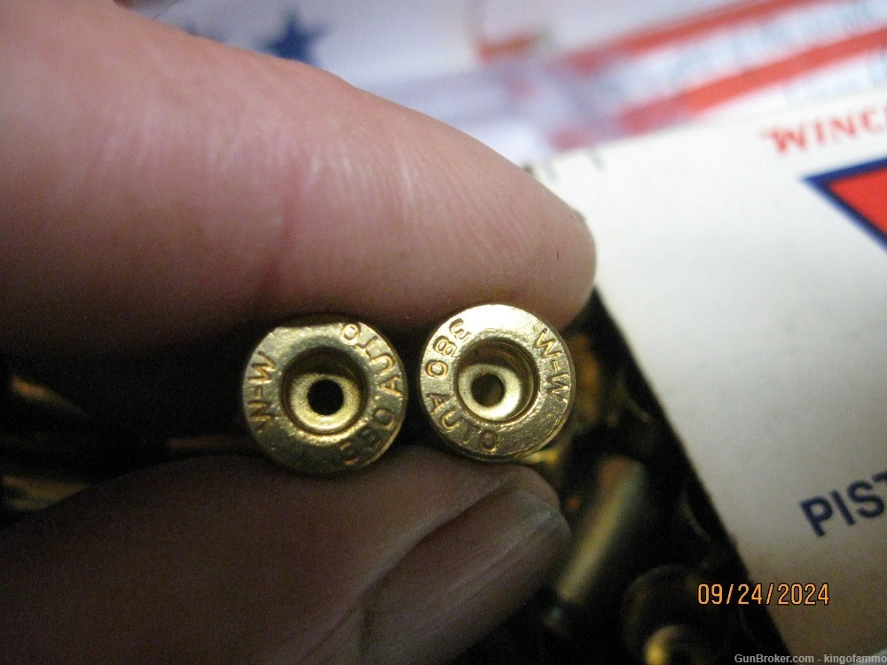 Scarce Original Winchester New Box 380 Automatic 50 pc Brass; have more too-img-4