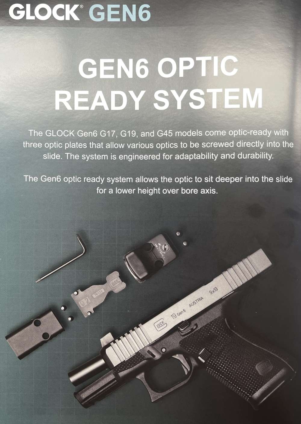 Glock 19 Gen6 9mm Optics Ready Pistol – 15rd, Flat Trigger, Compact G19 MOS-img-2