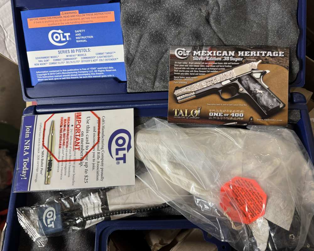COLT 1911 MEXICAN HERITAGE 38 SUPER NIB 5" 387/400 OF MADE 2016 TALO RARE -img-3