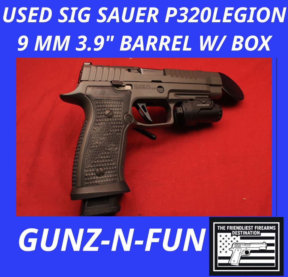 USED Sig Sauer P320 Legion 9 MM 3.9" barrel W/ light, box & (3) magazines-img-0
