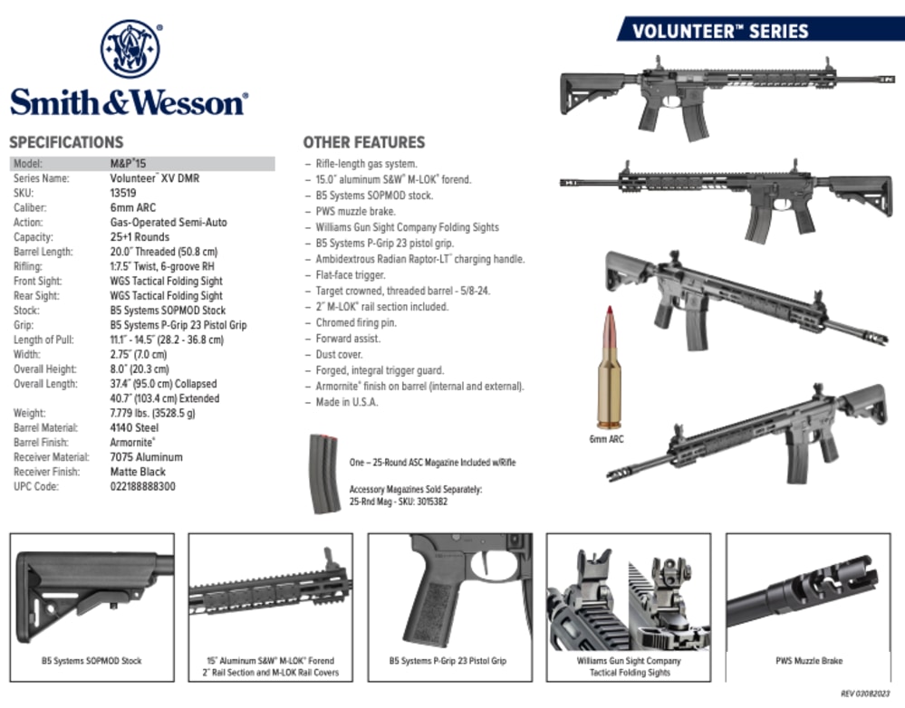 S&W VOLUNTEER® XV PRO DMR M-Lok Forend SKU: 13519-img-4