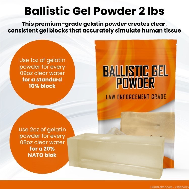 Ballistic Gel Powder 2 lbs - Gelatin Mix for Blocks, Targets and Dummys-img-4