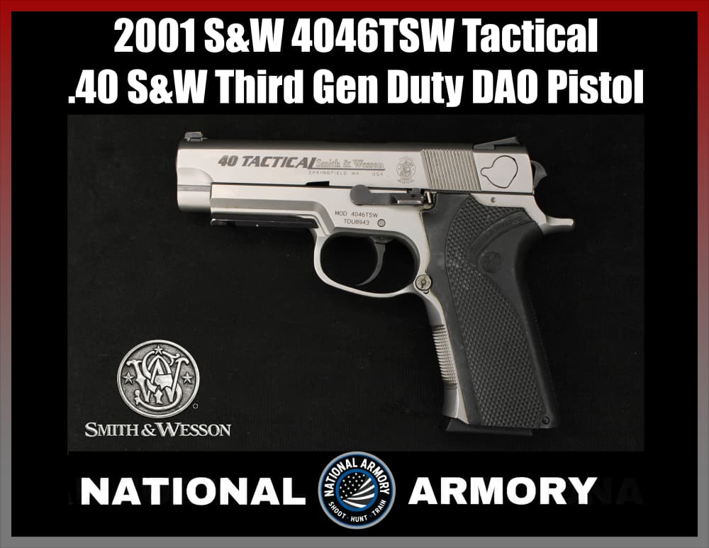 2001 Smith & Wesson 4046TSW Tactical .40 S&W Third Gen Duty DAO Pistol-img-0