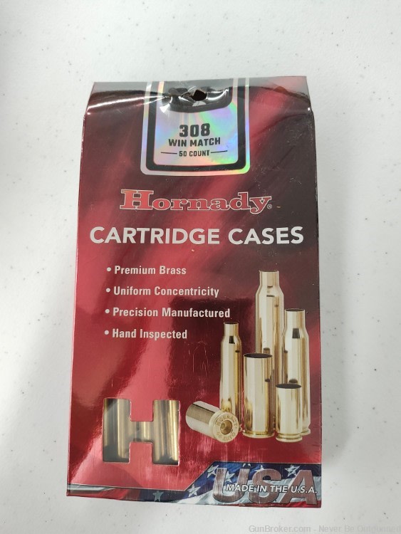 Hornady 308 Match Brass 50 count New Unprimed-img-0