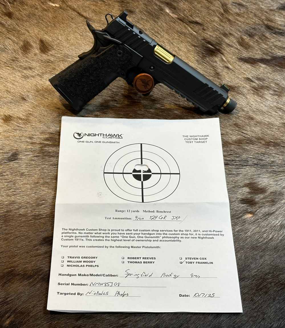 NEW NIGHTHAWK CUSTOM SHOP SPRINGFIELD GOV'T 1911 DS PRODIGY AOS 9MM HI CAP-img-1