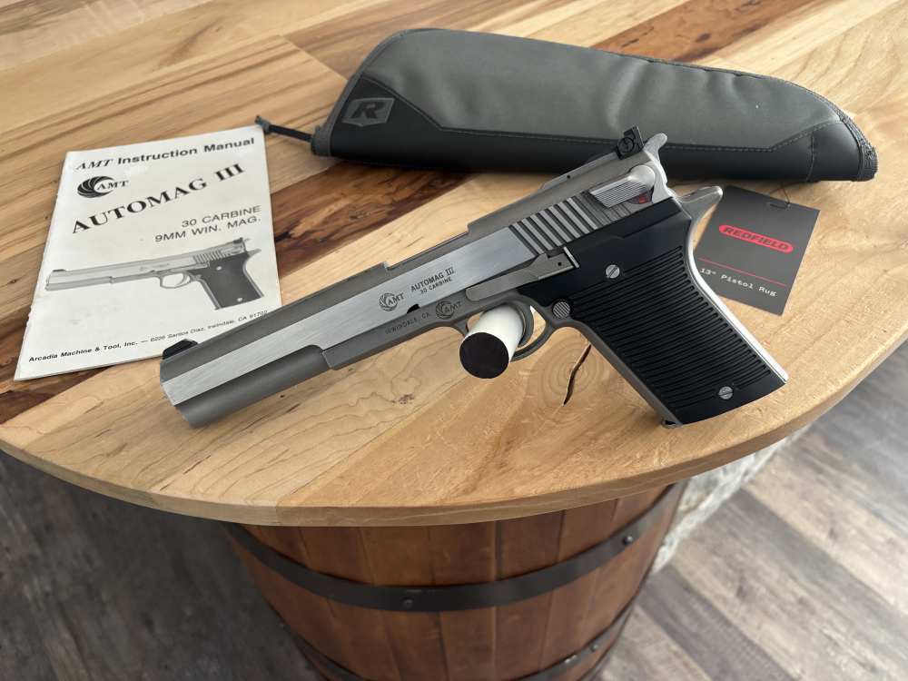 AMT Automag III 30 carbine semi automatic pistol Irwindale California USA -img-0