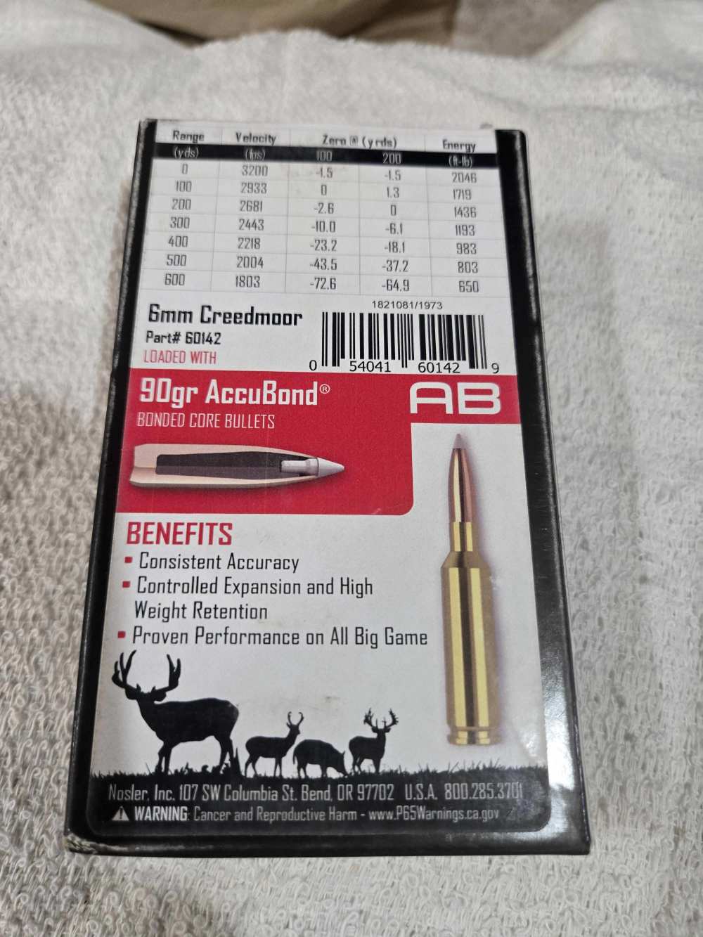 Nosler 6mm Creedmoor AccuBond 90 grain Brass Cased Rifle Ammunition Trophy -img-1