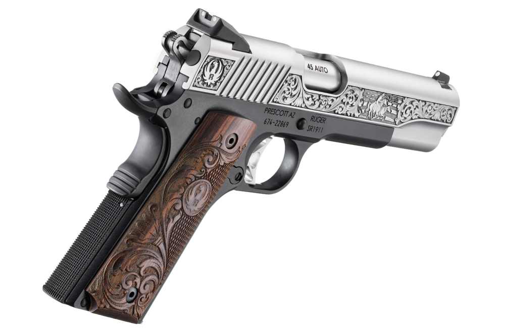 RUGER SR1911 SPECIAL EDITION 45ACP Pistol Engraved Wood Grips Novak Sights -img-3