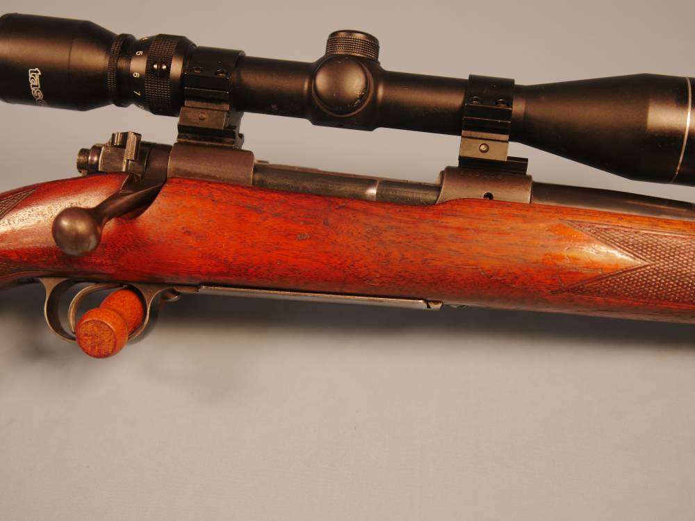 Pre-64 Winchester Model 70 300 H&H Mag with scope and brass-img-9
