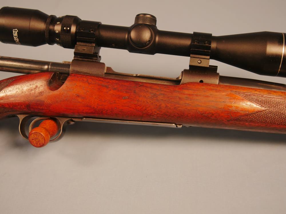 Pre-64 Winchester Model 70 300 H&H Mag with scope and brass-img-10