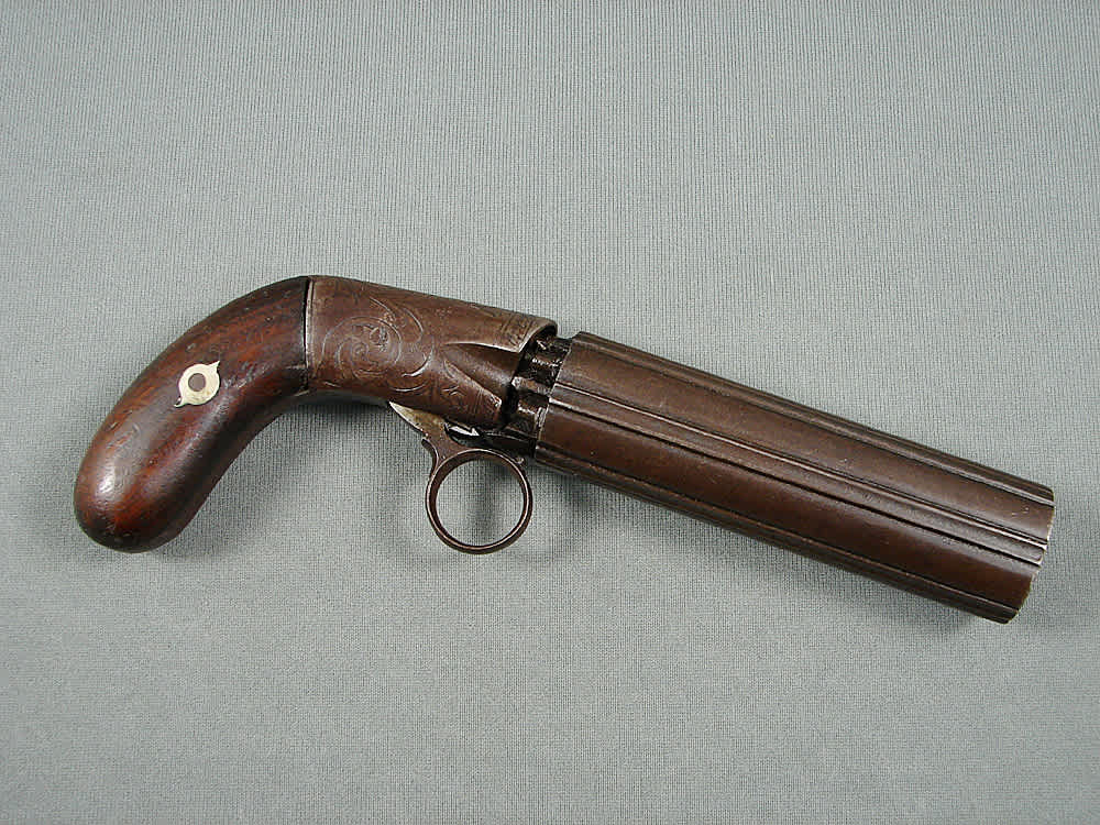 Blunt & Syms Pepperbox 31cal Engraved Underhammer Mid 1800s Antique-img-1