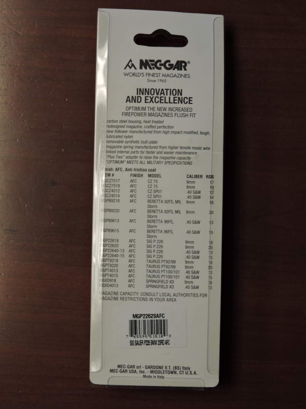 Mec-Gar SIG SAUER P226 9MM 20 ROUND AFC MecGar Magazine-img-1