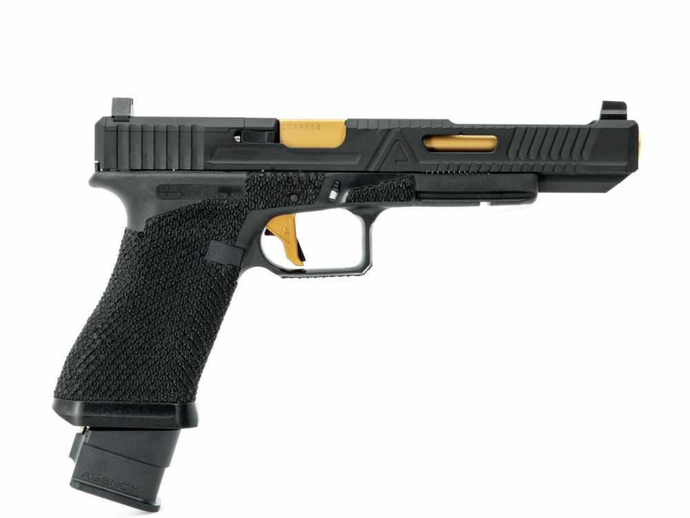 Glock/Agency Arms 17L Gen 3 - 6" Barrel (9mm) - Optics Ready - Black/Gold-img-1